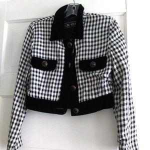 Women's waist long black and white jacket  Size S